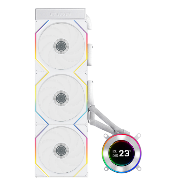 LIAN LI HydroShift II LCD-C 360TL 360mm AIO Liquid CPU Cooler – White with TL Wireless Fans
