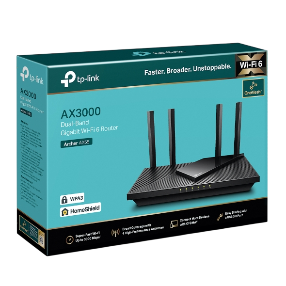 TP-Link Archer AX55 AX3000 Dual-Band Gigabit Wi-Fi 6 Router