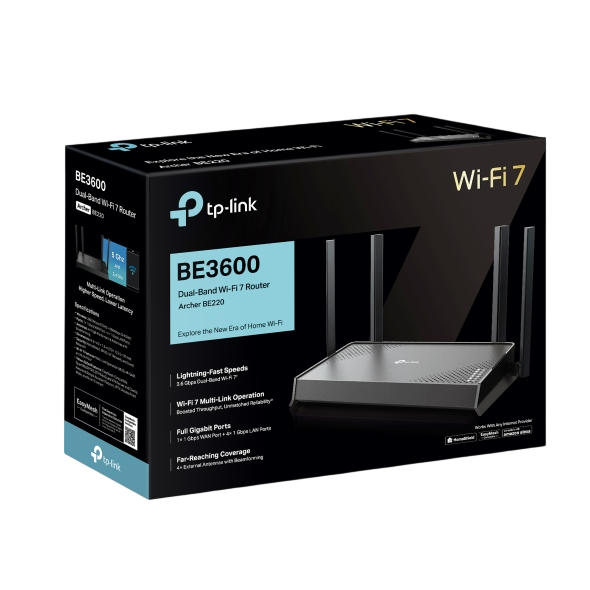 TP-Link Archer BE220 BE3600 Dual-Band Wi-Fi 7 Router