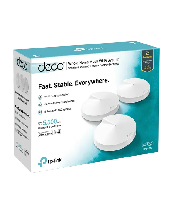 TP-Link Deco M5 AC1300 Whole Home Mesh Wi-Fi System (3-Pack)
