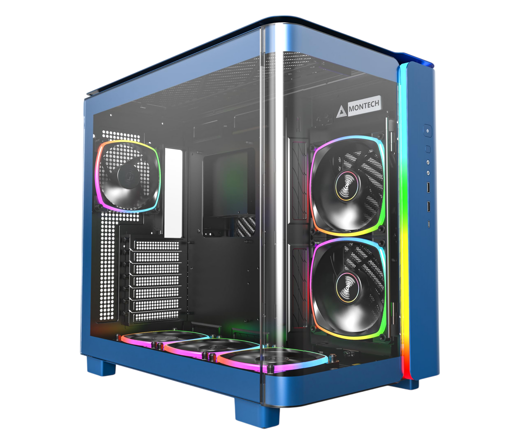Montech King 95 Pro Blue Mid-Tower Gaming PC Case