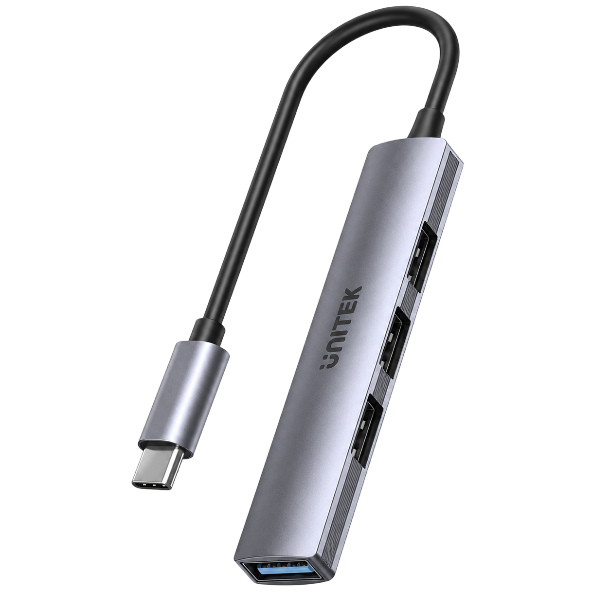 UNITEK UHUB Q4 4-in-1 USB-C Hub – 5Gbps with 3 × 480Mbps Data Ports (H1208B)