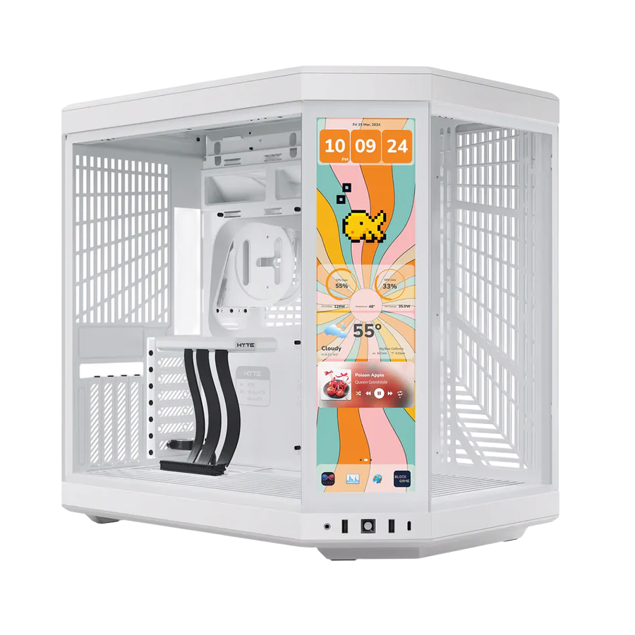 AMD Ryzen 7 9800X3D White Gaming PC – RTX 5070 EAGLE OC ICE, 32GB DDR5 6000 CL30, HYTE Y70 Touch Infinite