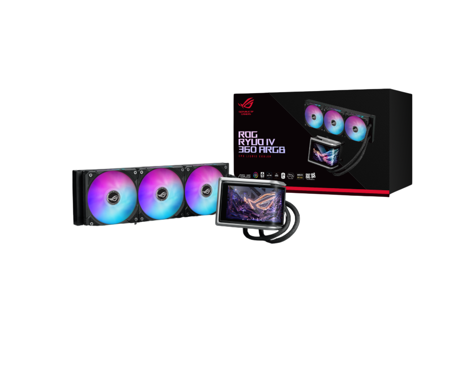 ASUS ROG Ryuo IV 360 ARGB Black Edition – 360mm AIO Liquid CPU Cooler with LCD Display