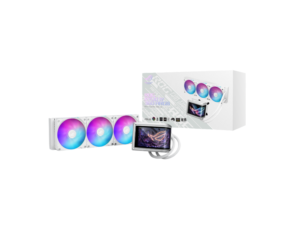 ASUS ROG Ryuo IV 360 ARGB White Edition – 360mm AIO Liquid CPU Cooler with LCD Display