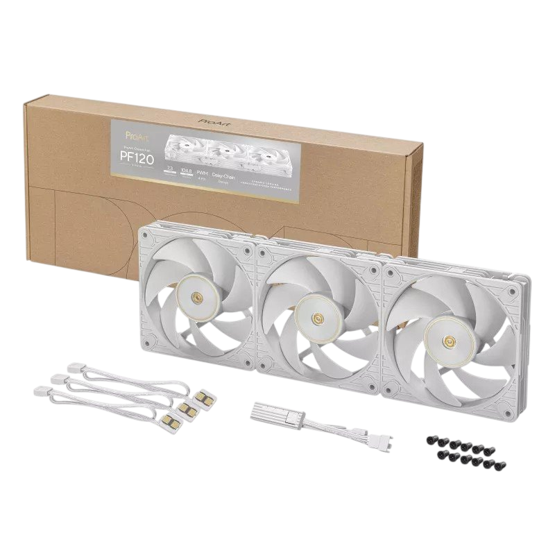ASUS ProArt PF120 ARGB PWM Case Fan Triple Pack – White 120mm High-Performance Cooling Fans (3-in-1)