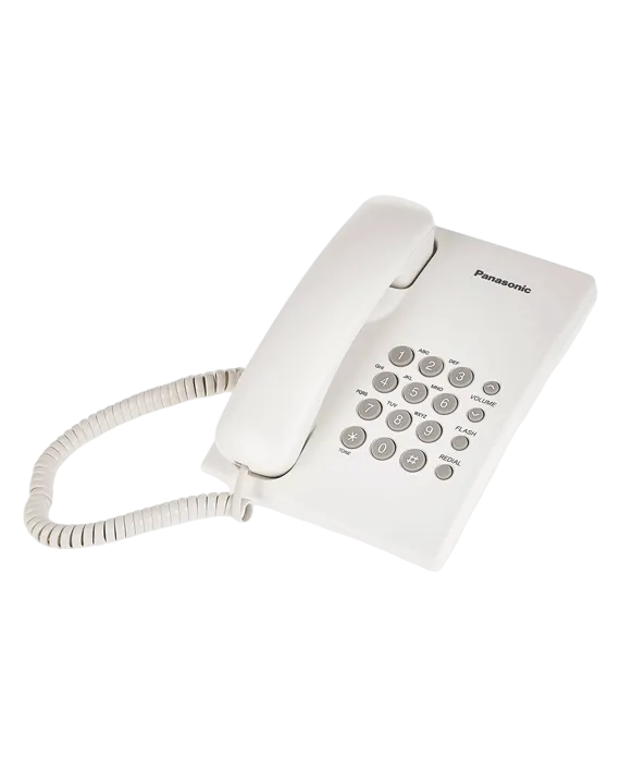 Panasonic KX-TS500MXW Corded Telephone – White Single Line Desk Phone