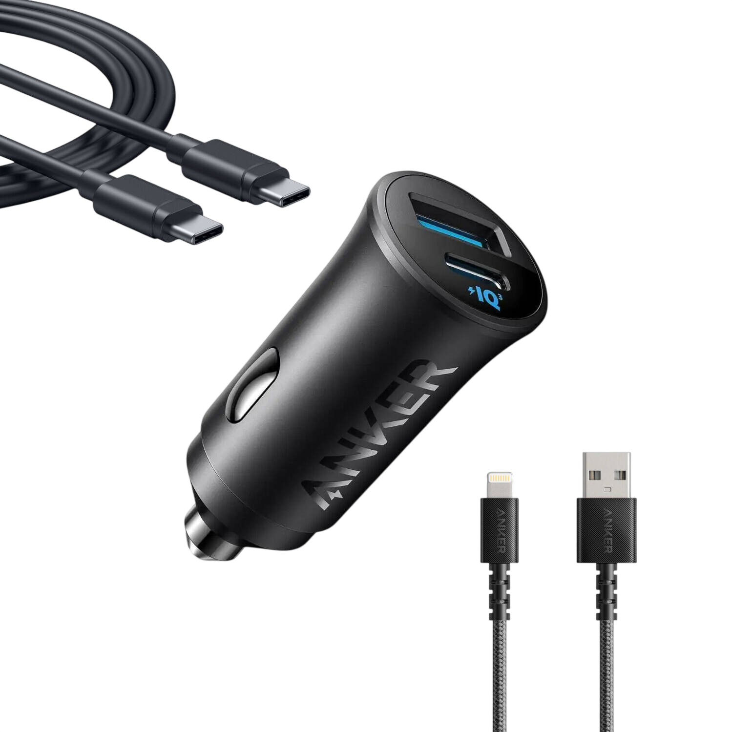 Anker 323 Ultra Compact 30W Car Charger A2741H11 – Dual Port USB-C + USB-A Fast Charging Adapter