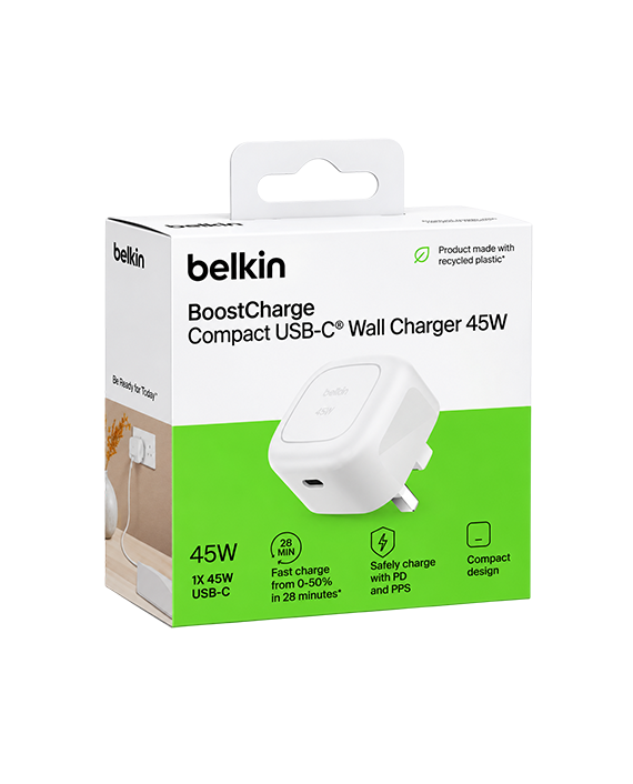 Belkin BoostCharge Compact USB-C Wall Charger 45W With PPS
