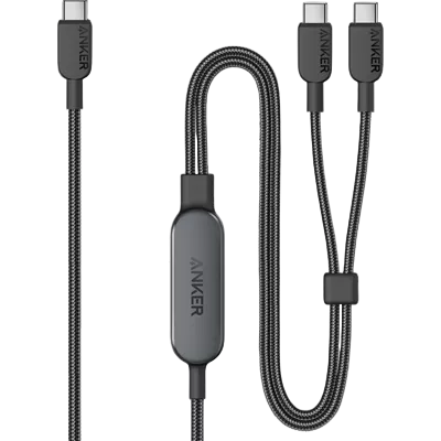 Anker 2-in-1 USB-C to USB-C Cable 140W A8895H11 – 4ft Fast Charging & Data Sync Cable (Black)