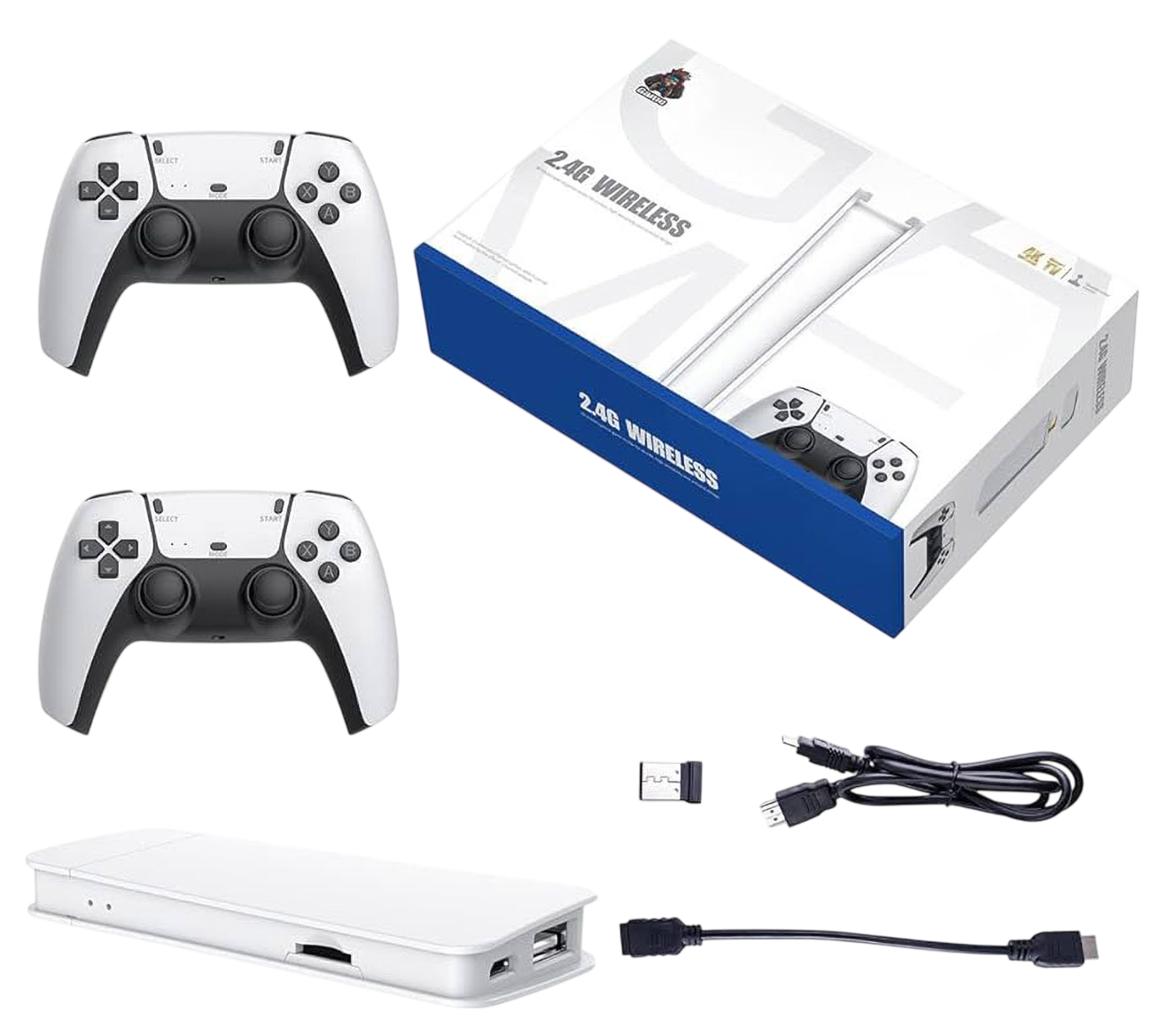 Retro Game Console – Built-in Classic Games with Dual Wireless Controllers, HDMI Output & 4K TV Support