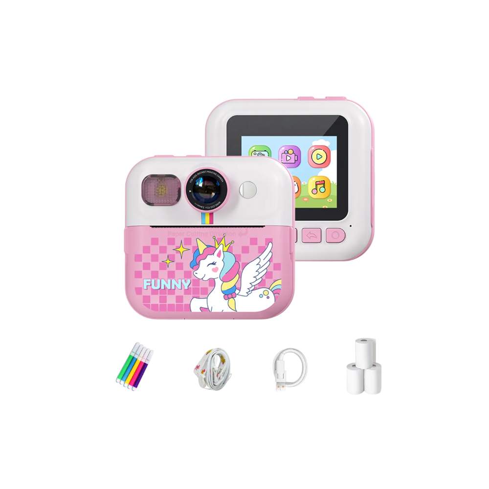 Kids Mini Instant Print Camera – 2.4” Screen 48MP Digital Camera with 1080P Video & Thermal Instant Photo Printer (Pink)