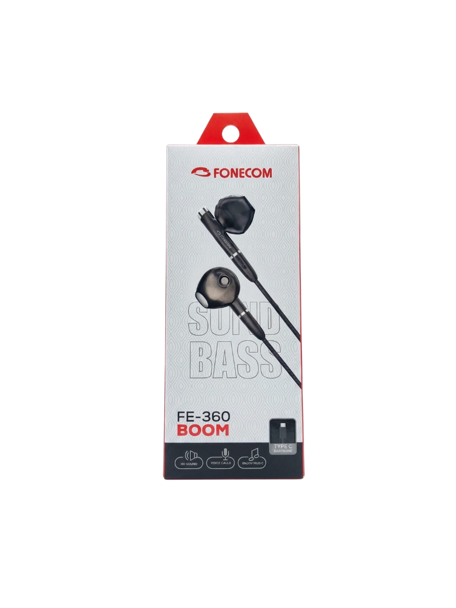FONECOM FE-360 PD Type-C Wired Earphones – USB-C In-Ear Earphones with Microphone