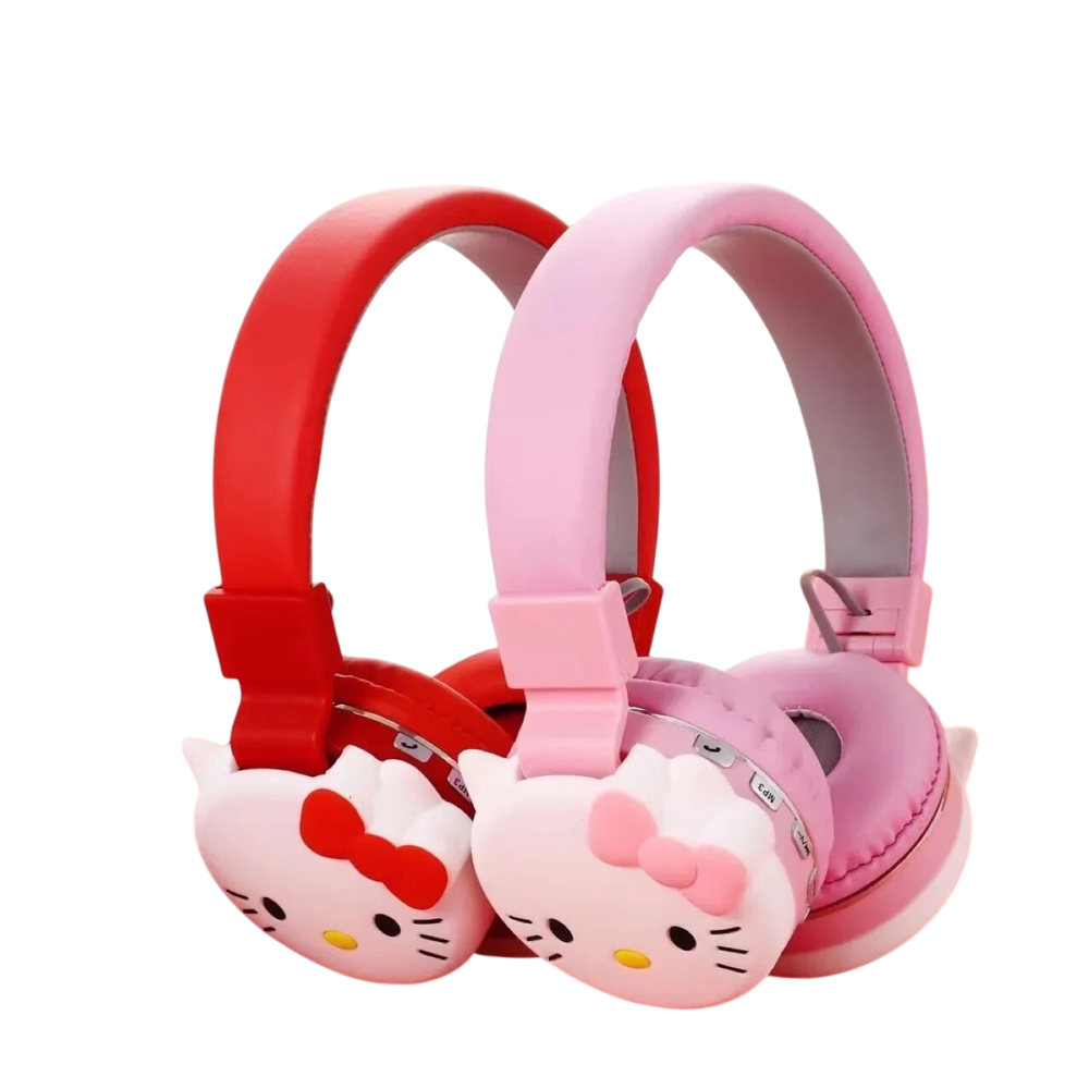 Hello Kitty Wireless Bluetooth Headphones Cute Cartoon Over Ear Foldable Headset with Microphone