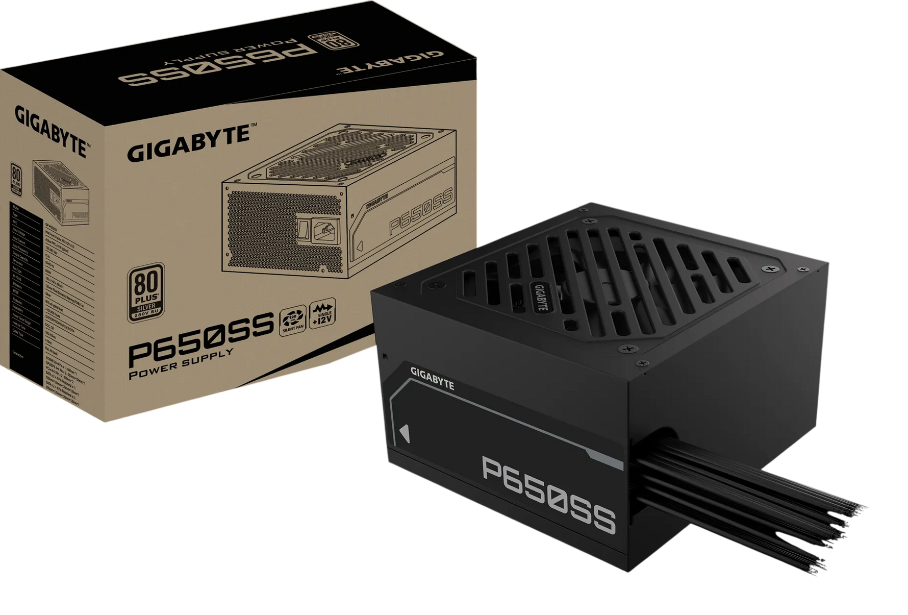 GIGABYTE GP-P650SS 650W 80 PLUS Silver Power Supply – ATX 3.0 with 120mm FDB Fan