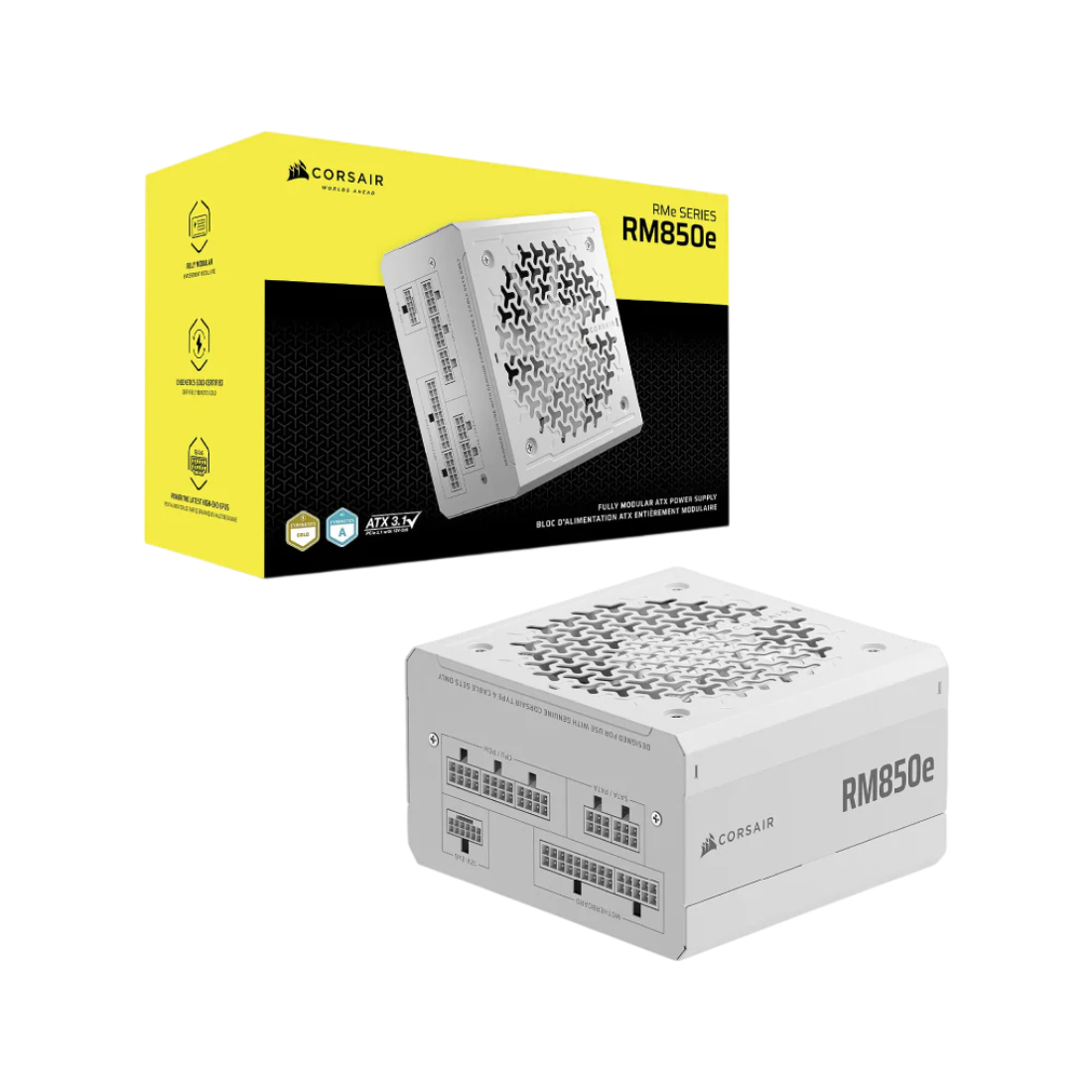 CORSAIR RM850e White 850W 80 PLUS Gold Fully Modular ATX 3.1 PCIe 5.1 Power Supply