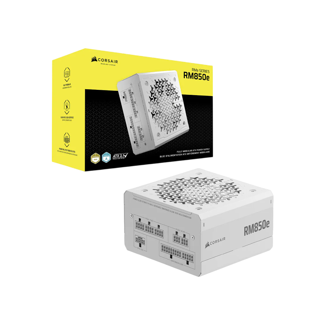 CORSAIR RM850e White 850W 80 PLUS Gold Fully Modular ATX 3.1 PCIe 5.1 Power Supply