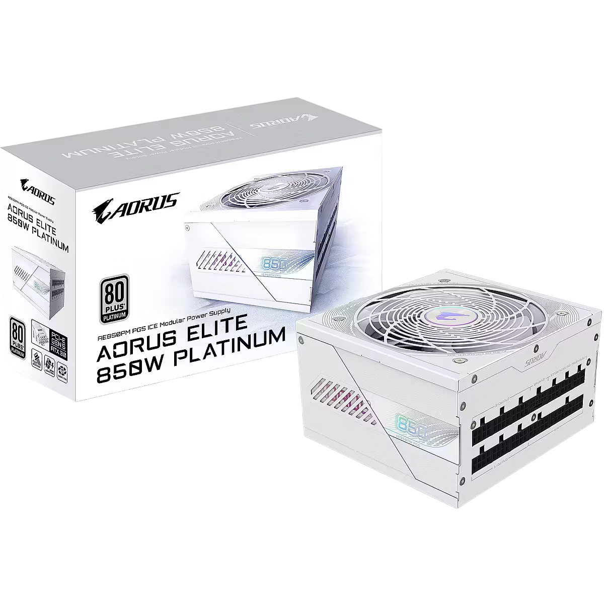 GIGABYTE AORUS ELITE P850W White 850W 80 PLUS Platinum Fully Modular PCIe 5.0 Power Supply