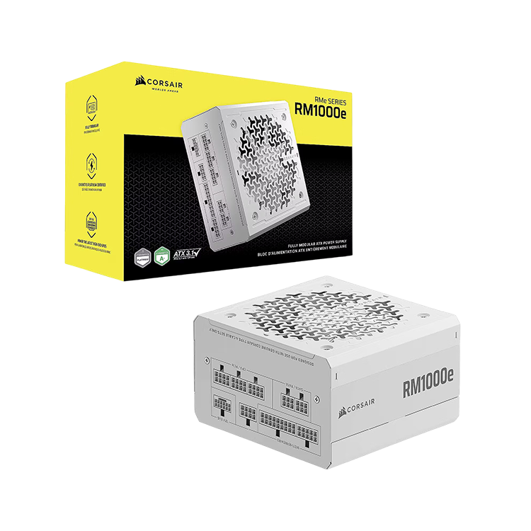 CORSAIR RMe Series RM1000e White 1000W Fully Modular Low-Noise ATX Power Supply – 80 PLUS Gold PCIe 5.1