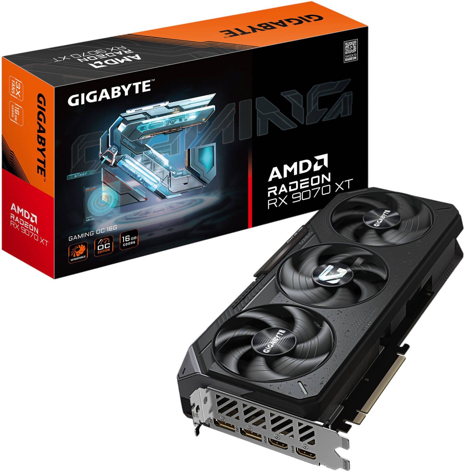 GIGABYTE Radeon RX 9070 XT Gaming OC 16GB GDDR6 Graphics Card – AMD RDNA 4 PCIe 5.0 GPU