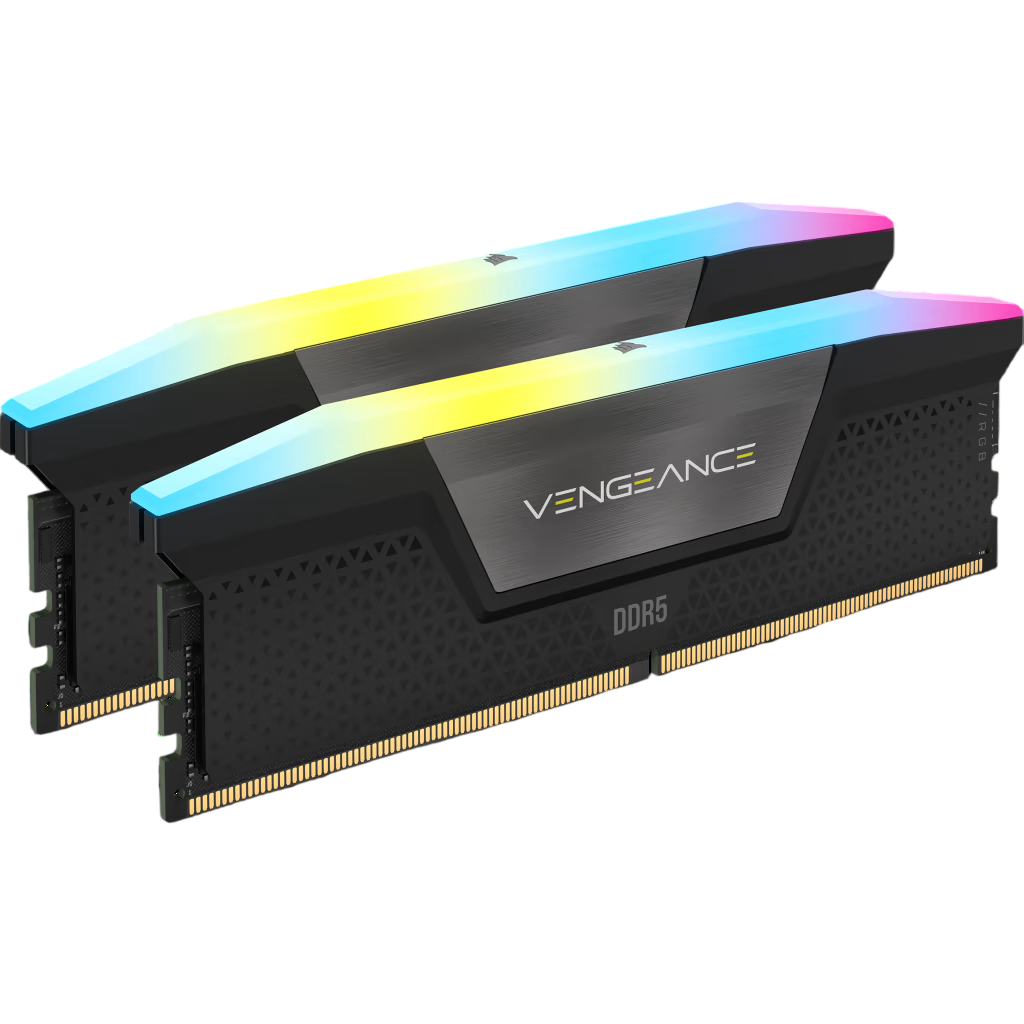 CORSAIR VENGEANCE RGB 64GB (2×32GB) DDR5 6000MT/s CL38 Desktop Memory Kit – Black