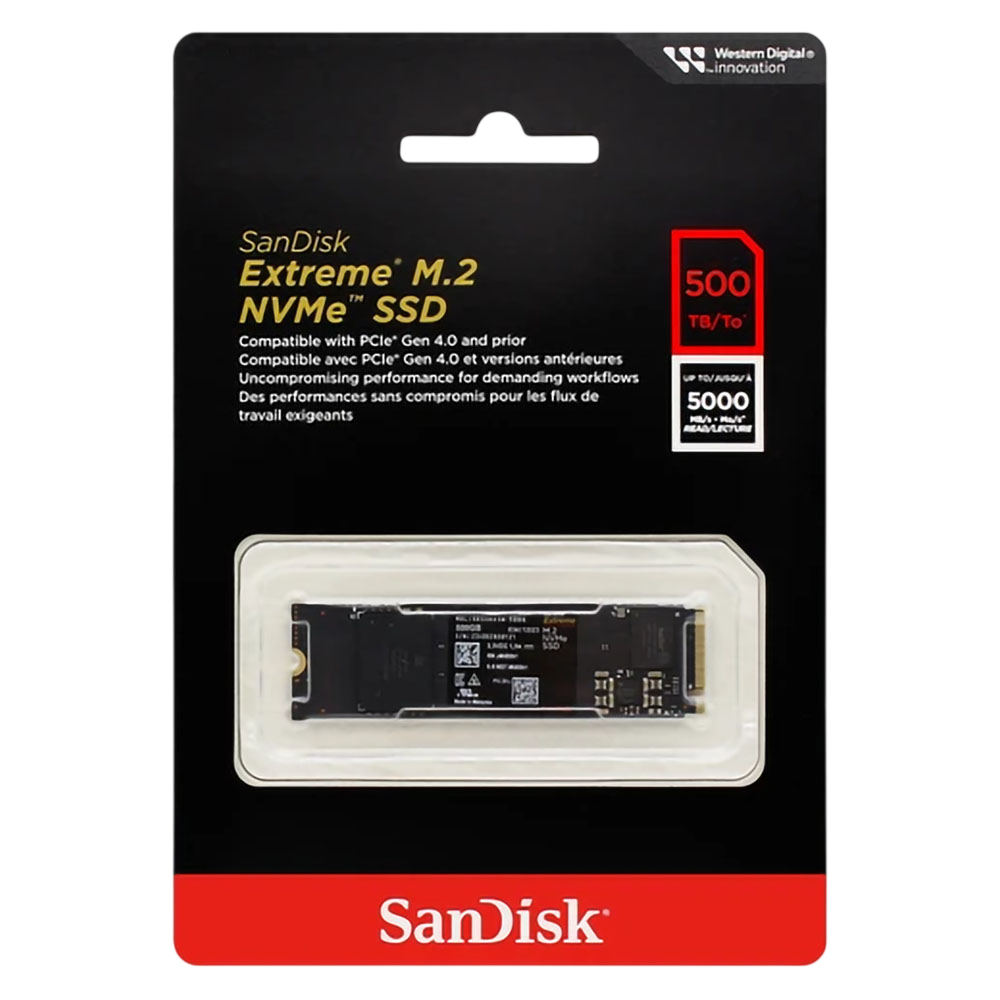 SanDisk Extreme 500GB PCIe 4.0 NVMe M.2 2280 SSD – Up to 5000MB/s