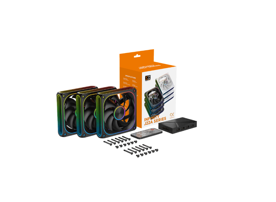 XIGMATEK INFINITY J22A 120mm ARGB Case Fan Kit – 3-Pack with Controller & Remote – Black