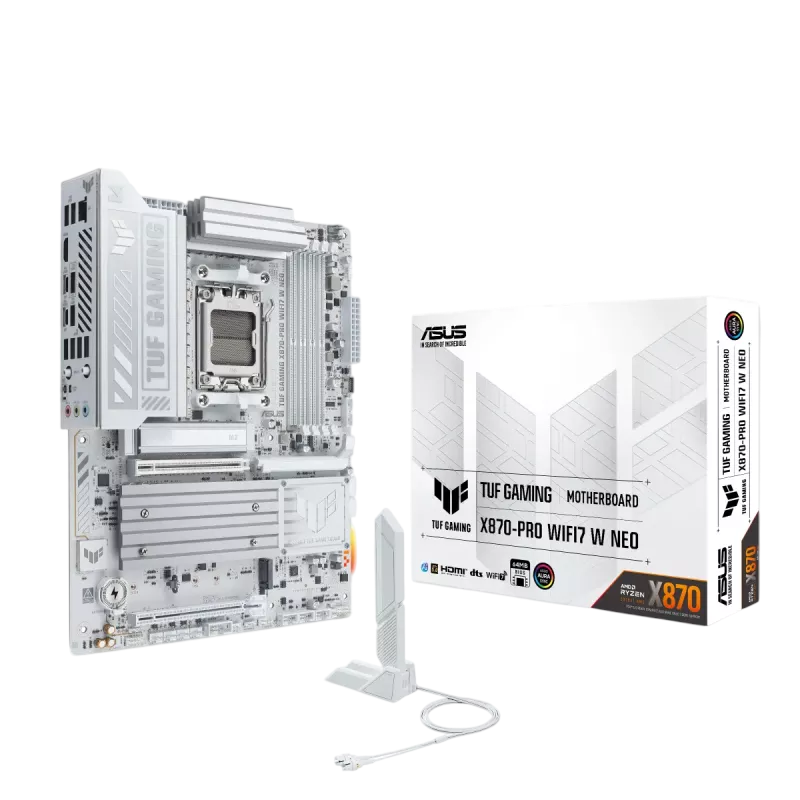 ASUS TUF GAMING X870-PRO WIFI7 W NEO AM5 ATX Motherboard – White