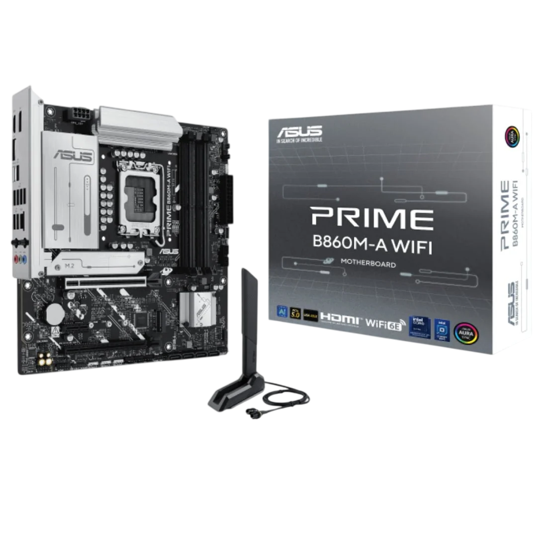 ASUS PRIME B860M-A WIFI Micro ATX Motherboard – LGA1851, B860, DDR5, Wi-Fi 6E