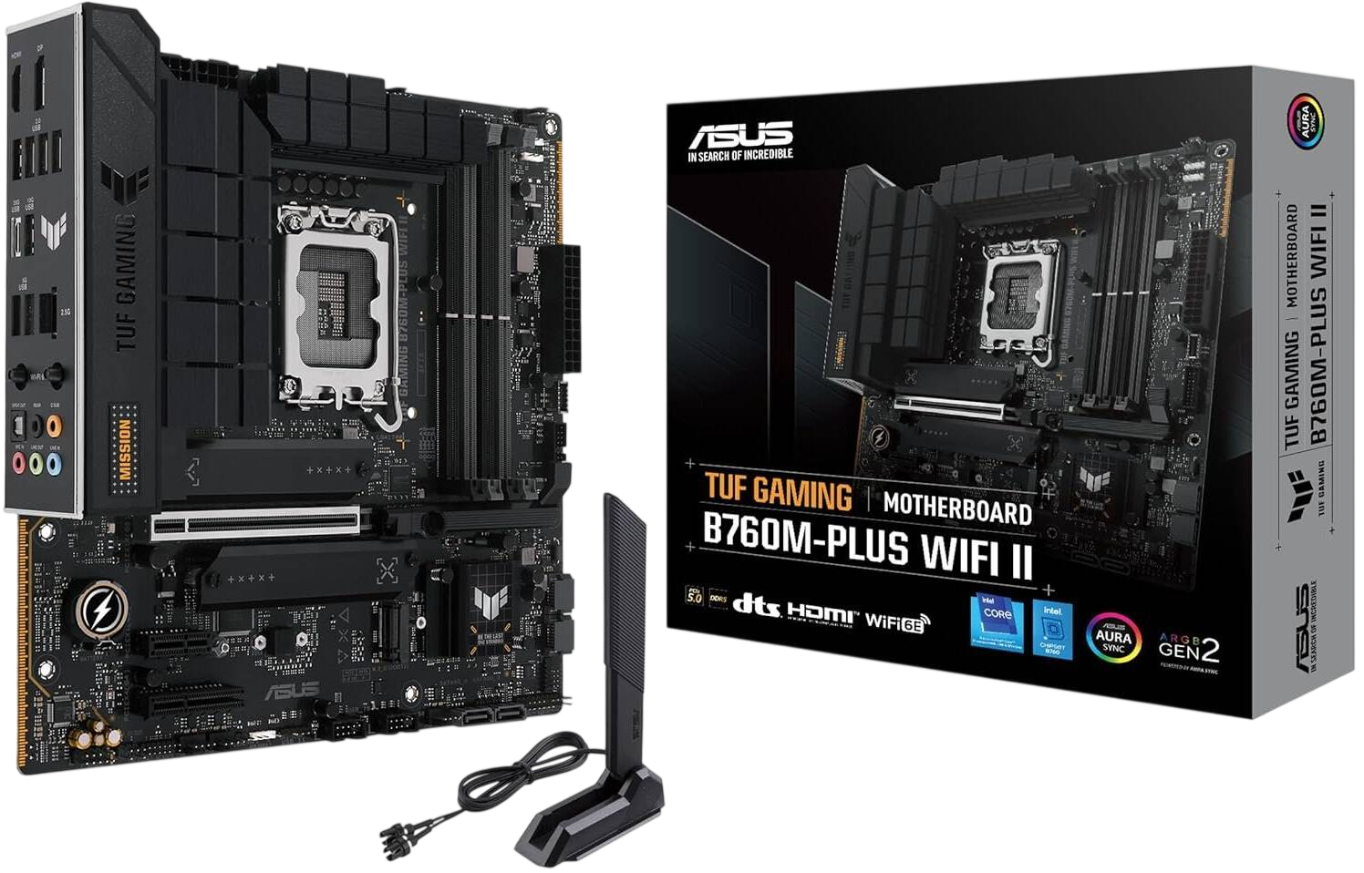 ASUS TUF GAMING B760M-PLUS WIFI II DDR5 mATX Motherboard – LGA1700, B760, Wi-Fi 6E
