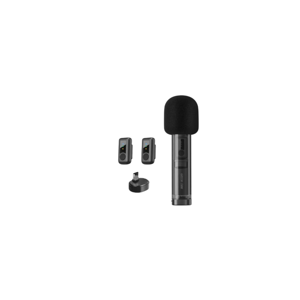 Green Lion GM-94X Wireless Microphone – 2.4GHz Clip-On Lavalier Mic with Noise Cancellation & 20m Range (Black)