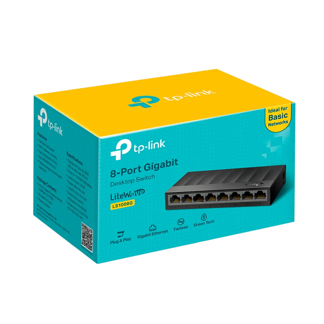 TP-LINK LS1008G 8-Port Gigabit Desktop Network Switch – 10/100/1000Mbps
