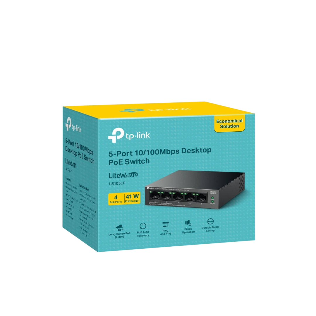 TP-LINK LS105LP 5-Port 10/100Mbps Desktop Switch with 4-Port PoE