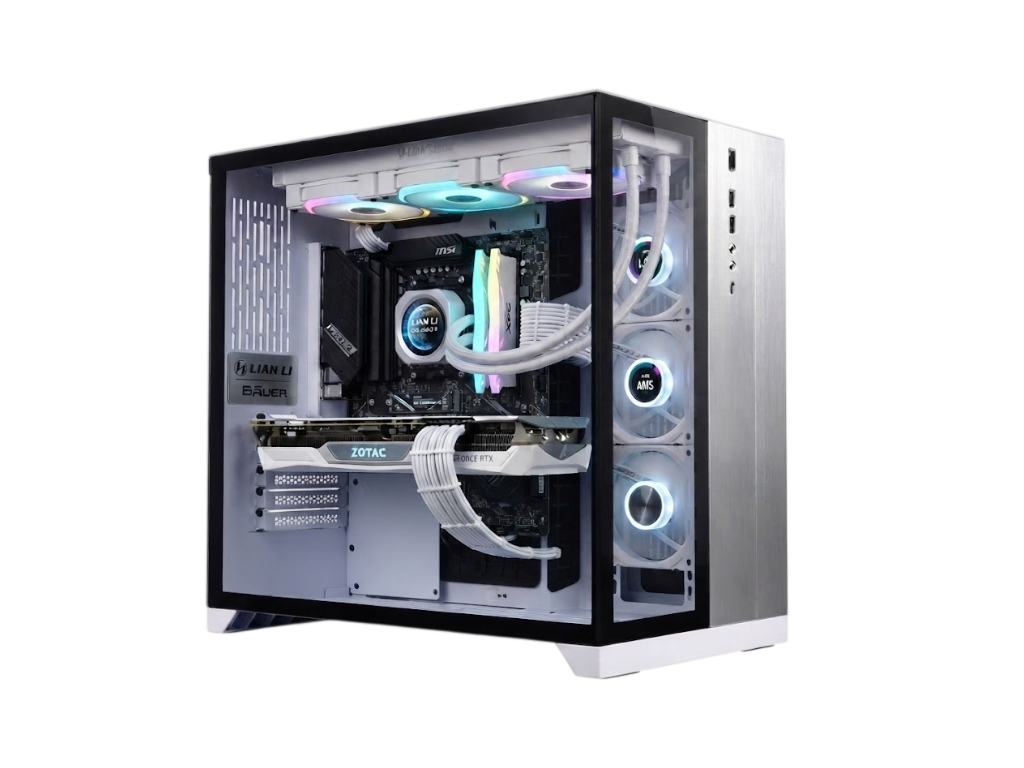 AMD Ryzen 7 7800X3D Gaming PC – RTX 5070 AMP White 12GB, 32GB DDR5, 1TB NVMe, 360mm LCD Cooling, Lian Li O11 White