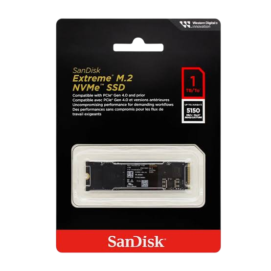 SanDisk Extreme 1TB PCIe 4.0 NVMe M.2 2280 SSD – Up to 5150MB/s