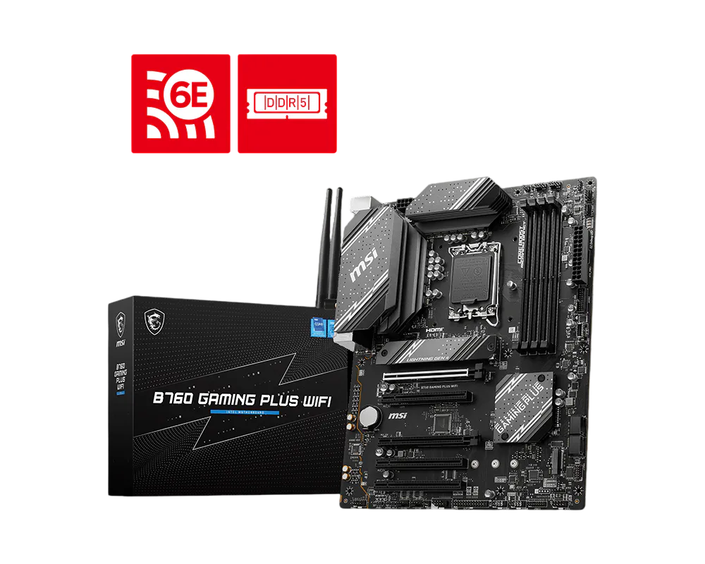MSI B760 Gaming Plus WiFi DDR5 Motherboard – LGA 1700, PCIe 4.0, WiFi 6E, ATX