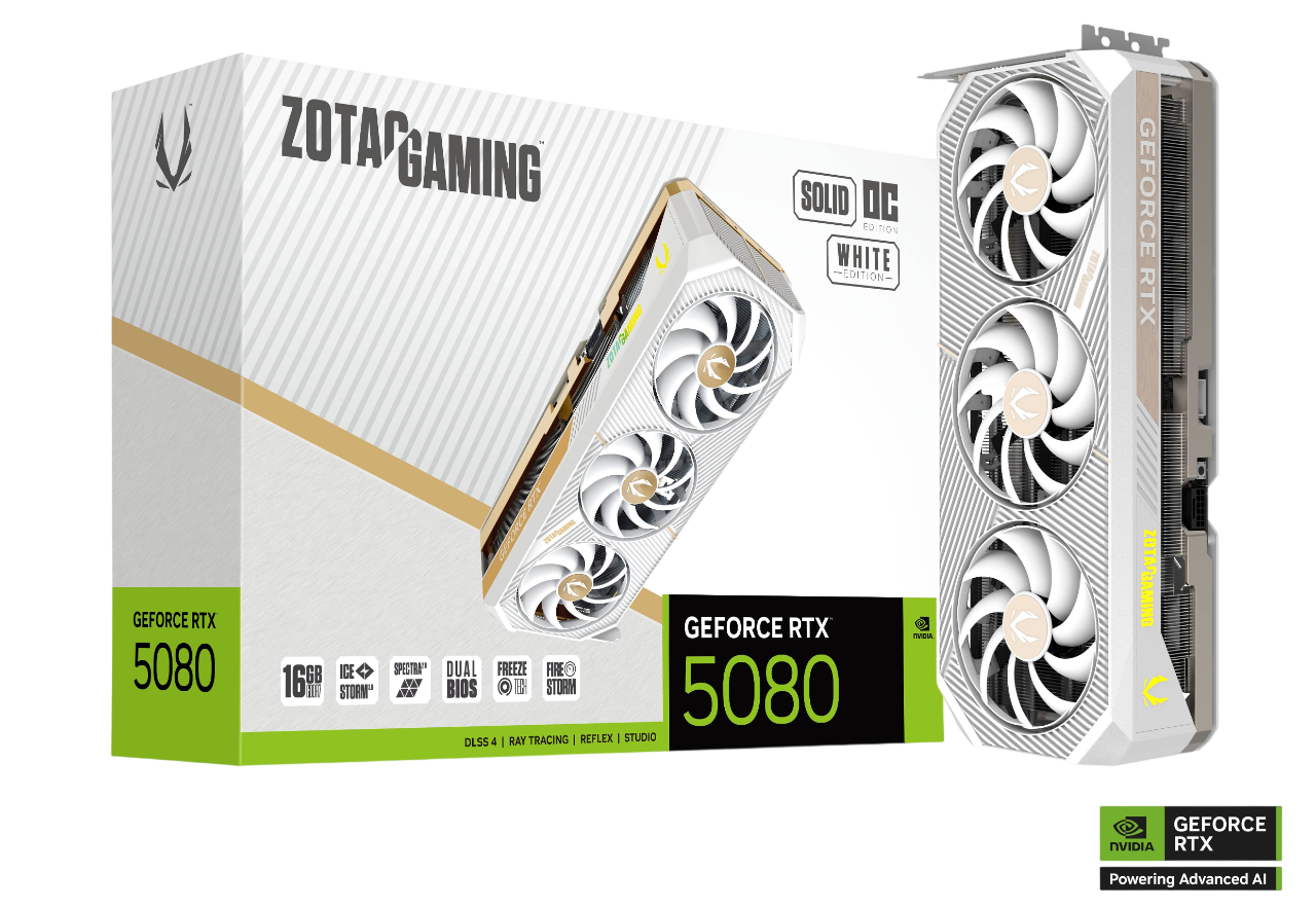ZOTAC GAMING GeForce RTX 5080 Solid Core OC White Graphics Card