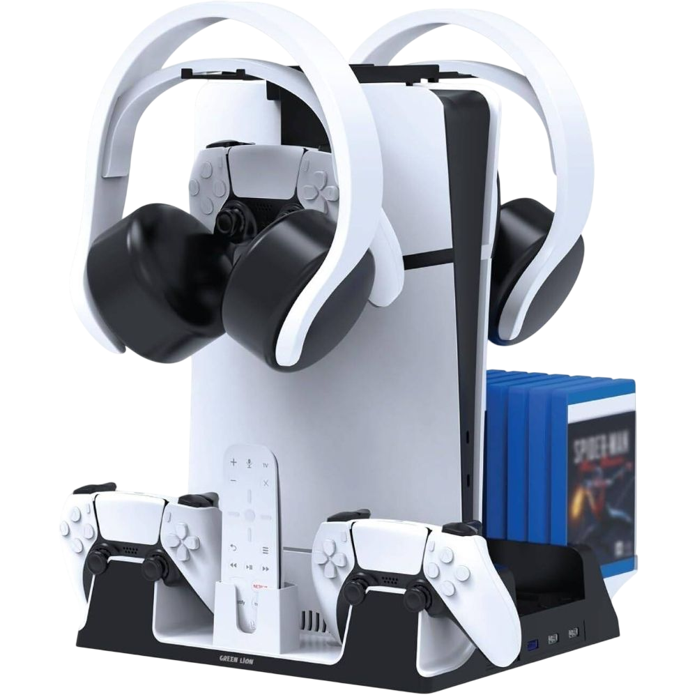 Green Lion Ps5 Cooling Stand Charging Station - White