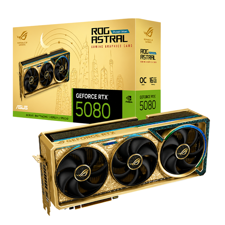 ASUS ROG Astral GeForce RTX™ 5080 16GB GDDR7 DHAHAB CORE OC Edition Graphics Card