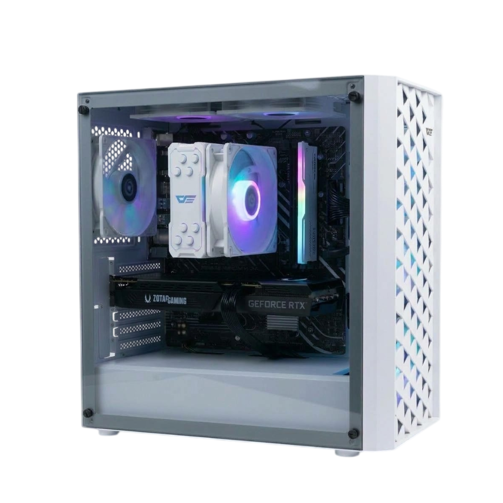 Intel Core i5-12400 Gaming PC with RTX 3050 8GB, 16GB RGB RAM & White DARKFLASH Case