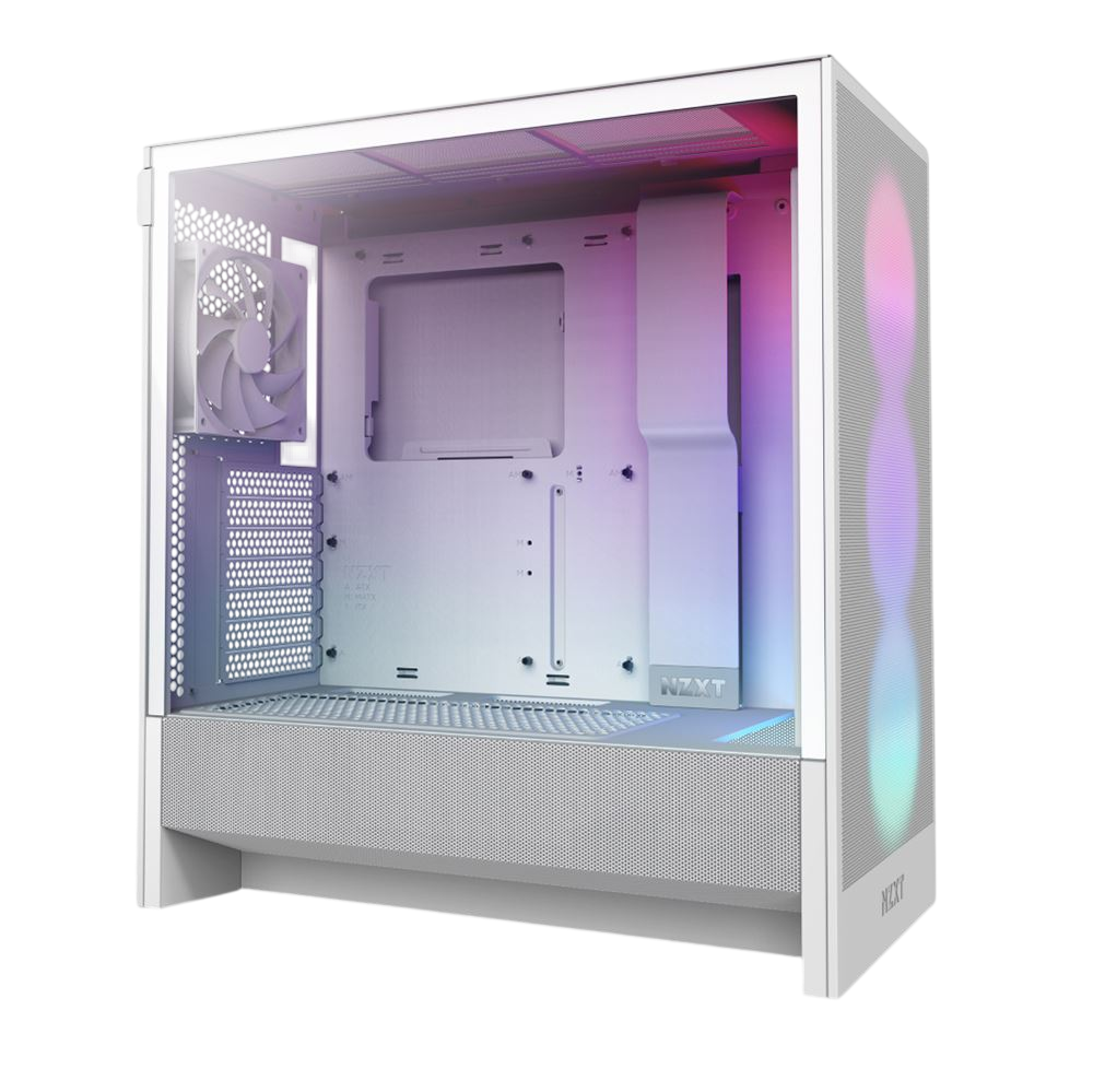 NZXT H5 Flow RGB High Airflow Mid‑Tower Gaming Case – White | Model CCH51FW‑01