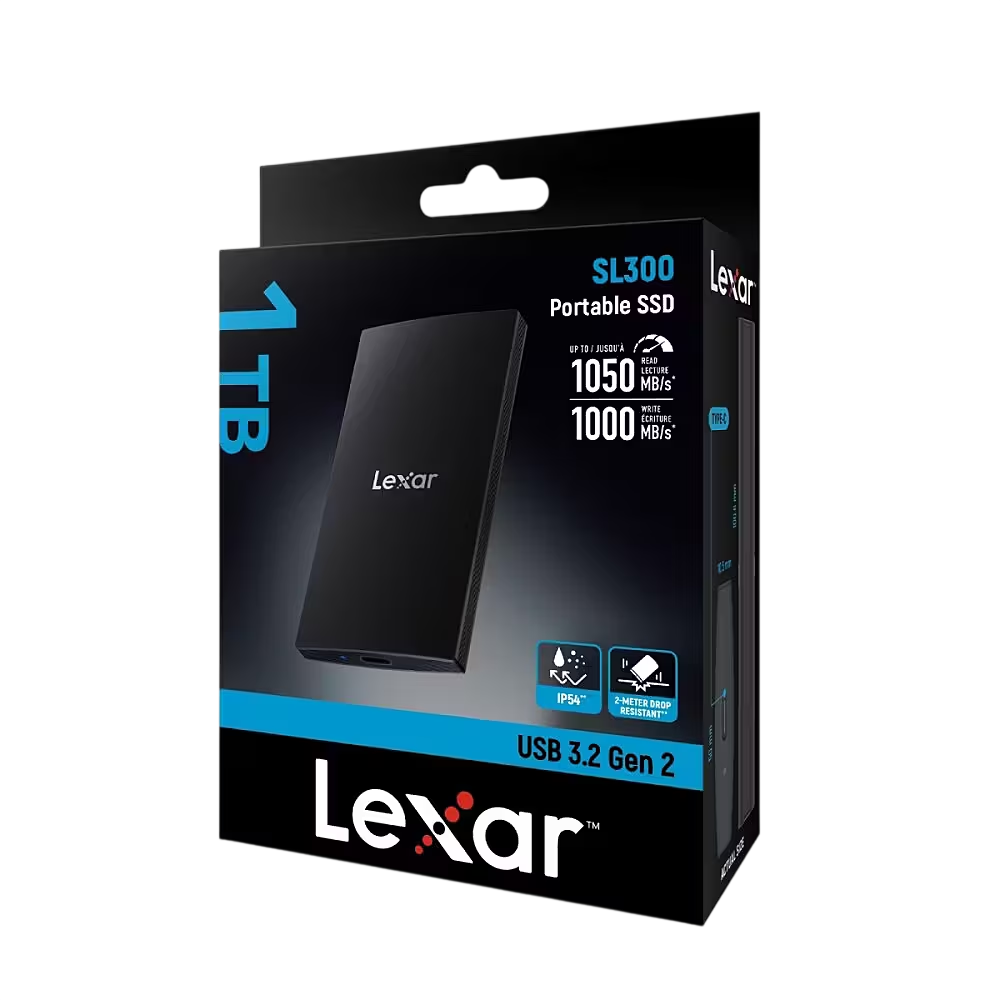 Lexar SL300 1TB USB 3.2 Gen2 Portable SSD – Up to 1050MB/s External Drive