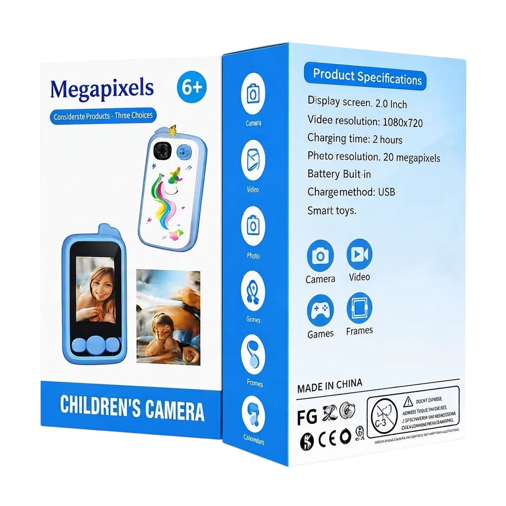 Megapixels Double Photo Filter Camera – Kids Digital Camera with Dual Lens, Selfie Mode & Built-in Photo Filters (Blue)