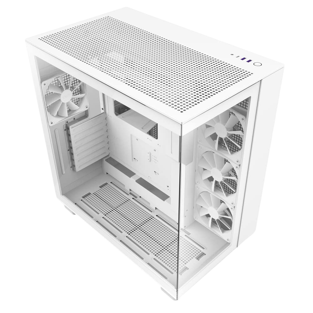 NZXT H9 Flow Dual‑Chamber Mid‑Tower Gaming Case – High Airflow ATX Case (White)