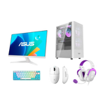 Intel Core i5-12400F White Gaming PC Bundle – RTX 3050 6GB, 16GB RAM, 1TB NVMe SSD, ASUS 24” 100Hz Monitor & Gaming Accessories