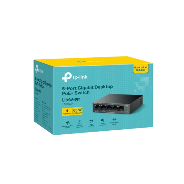 TP-LINK LS105GP 5-Port Gigabit Desktop Switch with 4-Port PoE+