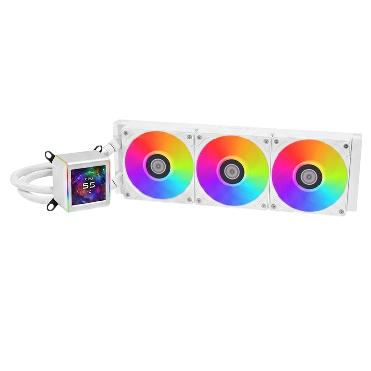 LIAN LI Galahad II LCD ARGB 360mm AIO Liquid CPU Cooler – White