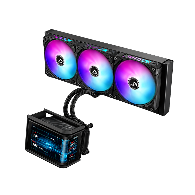 ASUS ROG RYUO IV SLC 360 ARGB – 360mm AIO Liquid CPU Cooler with 6.67″ AMOLED Display BLACK