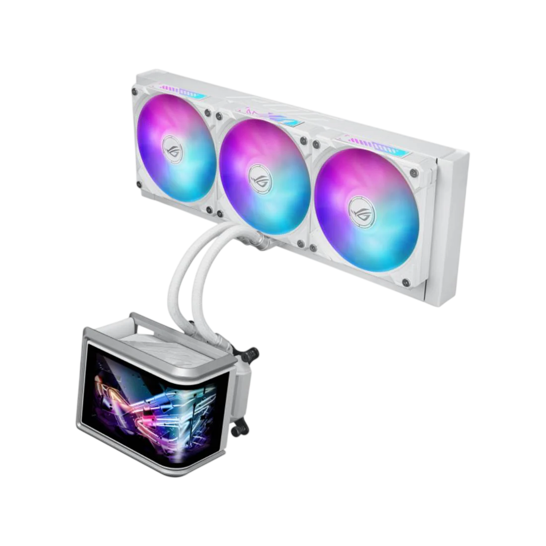 ASUS ROG RYUO IV SLC 360 ARGB – 360mm AIO Liquid CPU Cooler with 6.67″ AMOLED Display WHITE