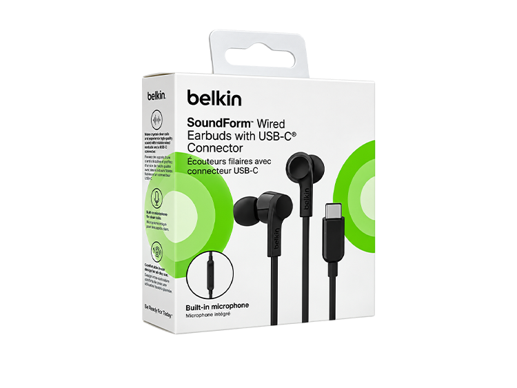 Belkin SoundForm Wired Earbuds With USB-C Connector – Black